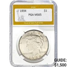 1934 Peace Dollar PGA MS65