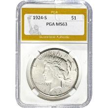 1924-S Peace Dollar PGA MS63