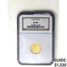 1914 D $2.5 Gold Indian NGC AU58
