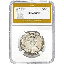 1918 Walking Liberty Half Dollar PGA AU58