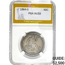 1864-S Seated Liberty 50C PGA AU50