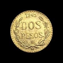 1945 Mexico Dos Pesos CHOICE BU