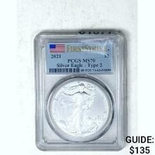2021 Silver Eagle Type 2 PCGS MS70