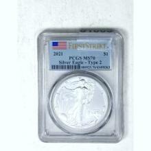 2021 Silver Eagle Type 2 PCGS MS70