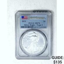 2021 Silver Eagle Type 2 PCGS MS70