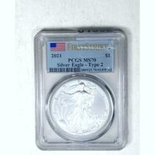 2021 Silver Eagle Type 2 PCGS MS70