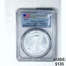 2021-S Silver Eagle Type 2 PCGS MS70