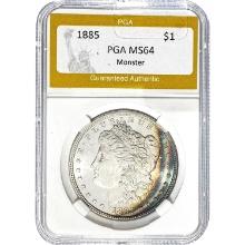 1885 $1 Morgan Dollar PGA MS64 SILVER