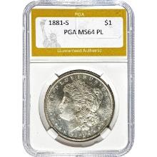 1881-S Morgan Dollar PGA MS64 PL