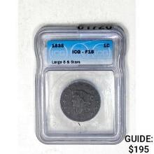 1835 1C Coronet Head Large 8 & Stars ICG F15