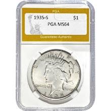 1935-S Peace Dollar PGA MS64