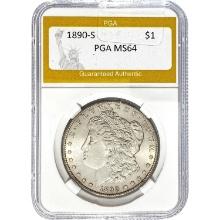 1890-S Morgan Dollar PGA MS64