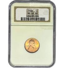 1938 Lincoln Cent 1C NGC MS66 RD