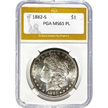 1882-S Morgan Dollar PGA MS65 PL SILVER