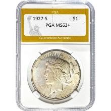1927-S Peace Dollar PGA MS63+