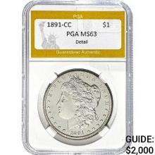 1891-CC Morgan Dollar PGA MS63