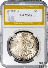 1891-S Morgan Dollar PGA MS65 SILVER