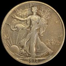 1918 Walking Liberty Half Dollar NEARLY UNCIRCULATED