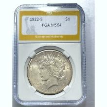 1922-S Peace Dollar PCGS MS64 SILVER