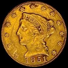 1851 Liberty Head Quarter Eagle LIGHTLY CIRCULATED