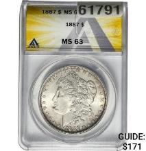 1887 Morgan Dollar ANACS MS63 SILVER