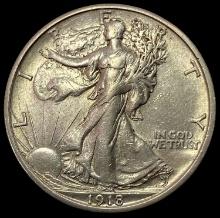 1918-S SILVER Walking Liberty Half Dollar CLOSELY UNCIRCULATED