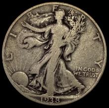 1938-D SILVER Walking Liberty Half Dollar LIGHTLY CIRCULATED