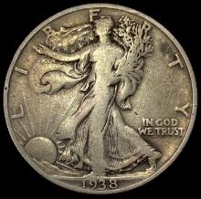 1938-D SILVER Walking Liberty Half Dollar LIGHTLY CIRCULATED