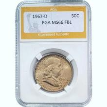 1963-D Franklin Half Dollar PCGS MS66 FBL