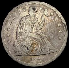 1860-O SILVER Seated Liberty Dollar NICELY CIRCULATED