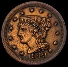 1849 Braided Hair Large Cent Copper CLOSELY UNCIRCULATED