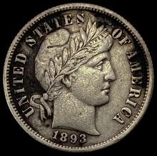 1893-S SILVER Barber Dime LIGHTLY CIRCULATED
