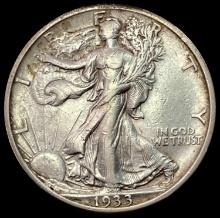 1933-S SILVER Walking Liberty Half Dollar NEARLY UNCIRCULATED