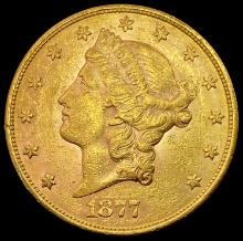 1877 GOLD $20 Liberty Head Double Eagle CHOICE BU