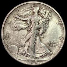 1918-S SILVER Walking Liberty Half Dollar CLOSELY UNCIRCULATED