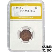1914-S Lincoln Cent PGA MS64 RED  MS64
