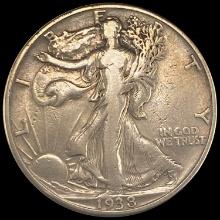 1938-D Silver Half Dollar Walking Liberty LIGHTLY CIRCULATED