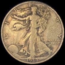 1938-D Silver Half Dollar Walking Liberty LIGHTLY CIRCULATED