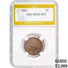 1865 Two-Cent Piece PGA MS64 RED  MS64