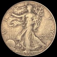 1938-D Silver Walking Liberty Half Dollar LIGHTLY CIRCULATED
