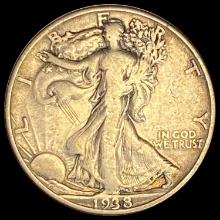 1938-D Walking Liberty Silver Half Dollar LIGHTLY CIRCULATED