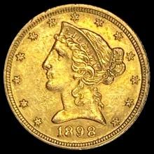 1898 Liberty Head $5 Half Eagle CLOSELY UNCIRCULATED