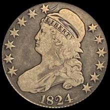 1824 Capped Bust Silver Half Dollar LIGHTLY CIRCULATED