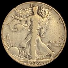 1938-D Silver Walking Liberty Half Dollar NICELY CIRCULATED