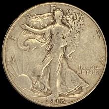 1938-D Walking Liberty Silver Half Dollar LIGHTLY CIRCULATED