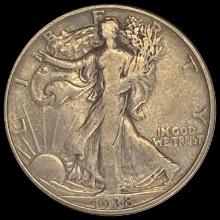 1938-D Walking Liberty Silver Half Dollar  LIGHTLY CIRCULATED
