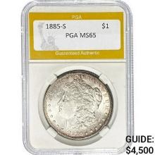 1885-S Morgan Silver Dollar PGA MS65  MS65