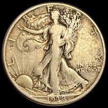 1938-D Silver Walking Liberty Half Dollar LIGHTLY CIRCULATED