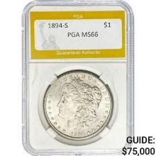 1894-S Morgan Silver Dollar PGA MS66  MS66
