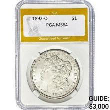 1892-O Morgan Silver Dollar PGA MS64  MS64